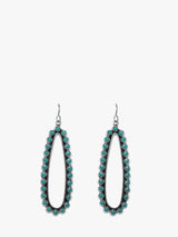Sterling Silver Oval Dangle Turquoise Earrings