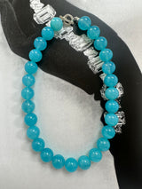 Sea Blue Chalcedony Beaded Necklace