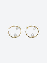 18K Gold Pearl & Hoop Earrings