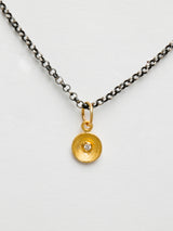 24K Gold Pendant with Diamond-Concave Sprial