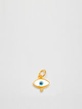 24K Gold Mother of Pearl Evil Eye Pendent with Diamond