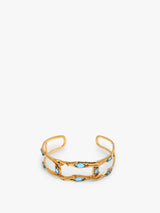 18K Yellow Gold & London blue topaz Bangle