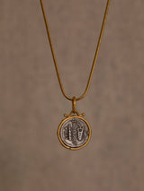 24 Karat Gold Diamond and Silver Coin Pendent Necklace of Alexander the Great