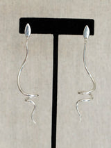 Unique Long Sterling Silver Snake Spiral Earrings