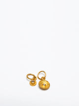 24K Gold Pendant with Diamond-Concave Sprial