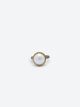 18K Gold Large Natural Seawater Pearl Ring in Silver