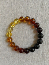 Natural Rainbow Baltic Amber Round Beads Stretch Bracelet.