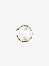 18K Gold & Pears Hoop Drop Earring in Silver
