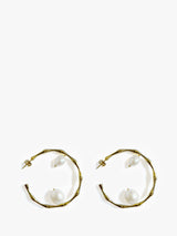 18K Gold & Pears Hoop Drop Earring in Silver