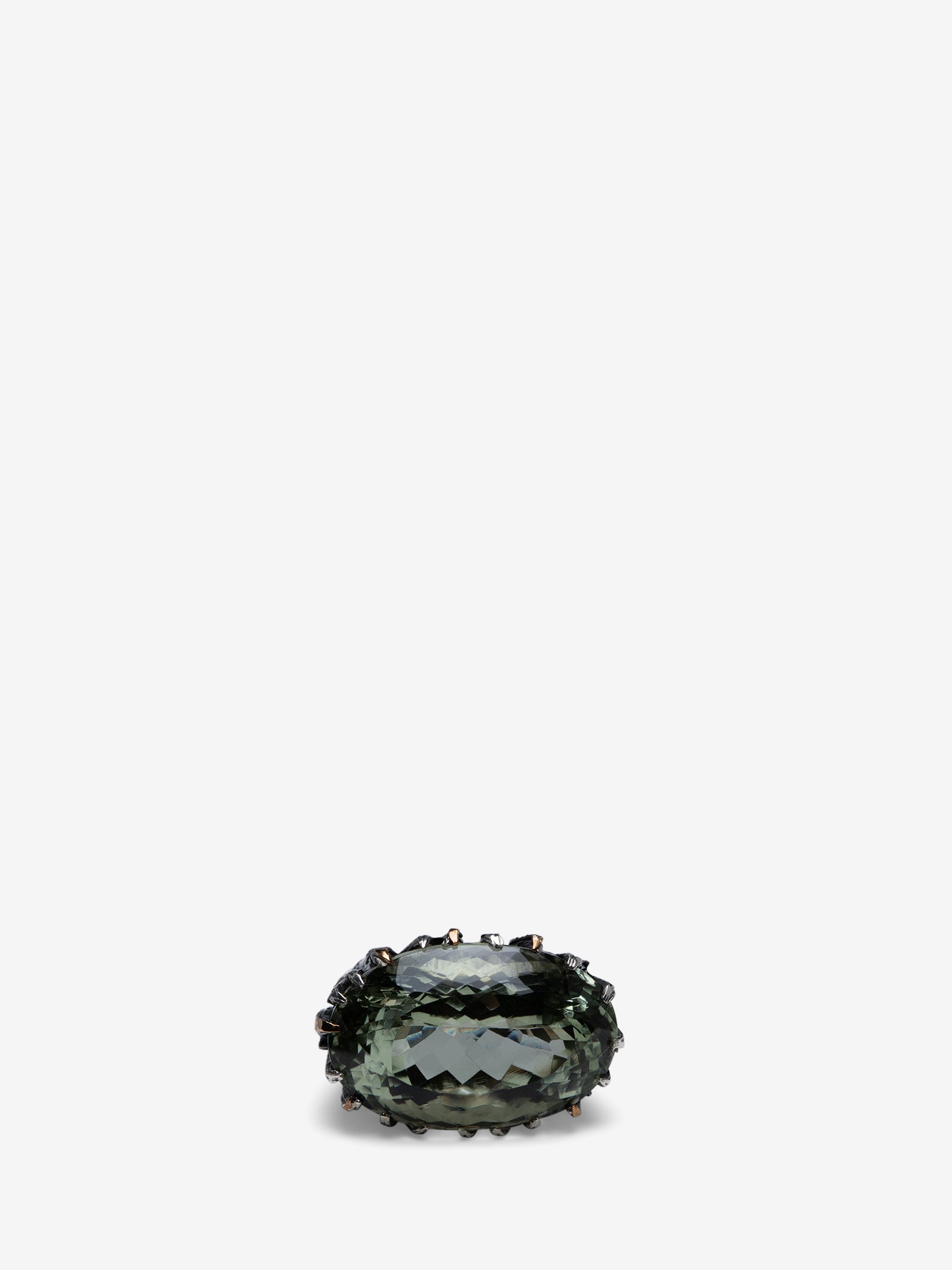 18K Rose Gold, Large Green Amethyst Ring