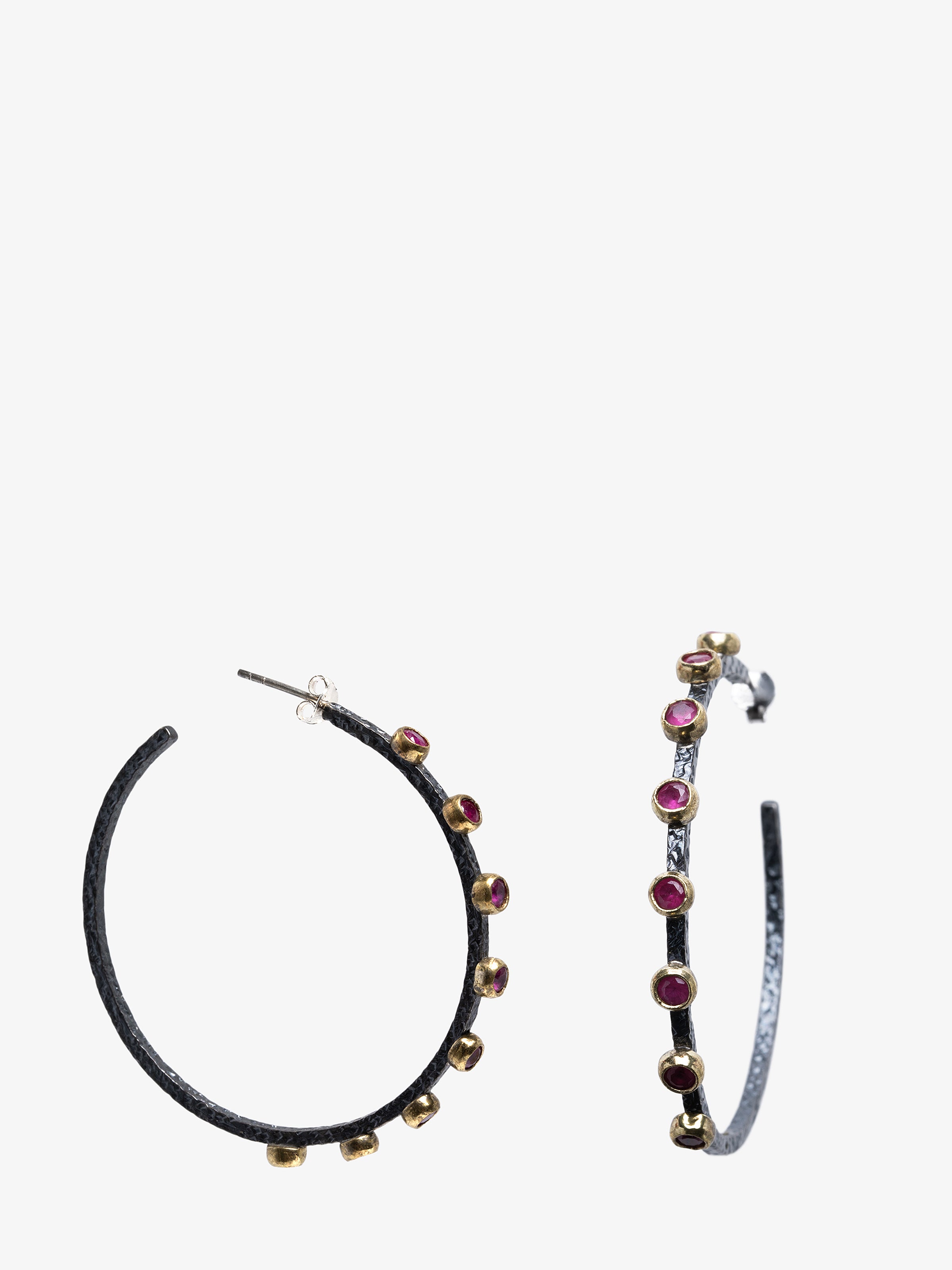 Bezel-Set Ruby Large Hoop Earrings