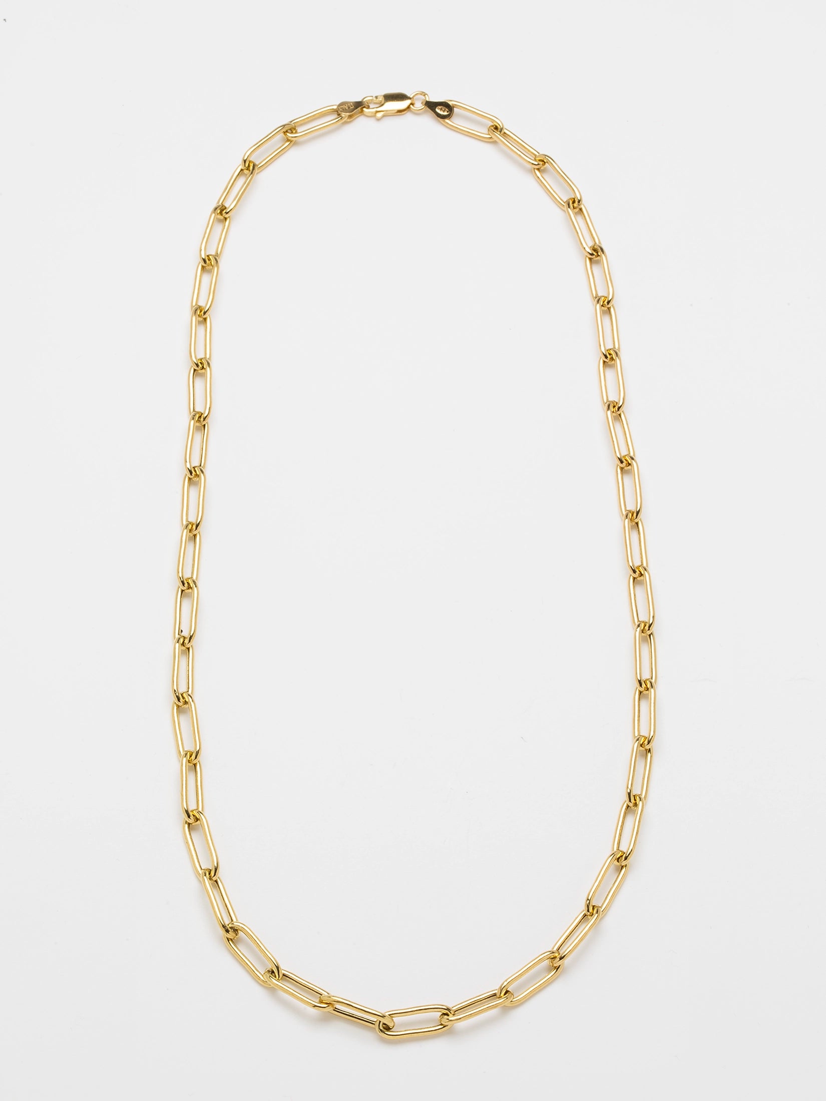 22K Gold Plate Paper Clip Chain Necklace
