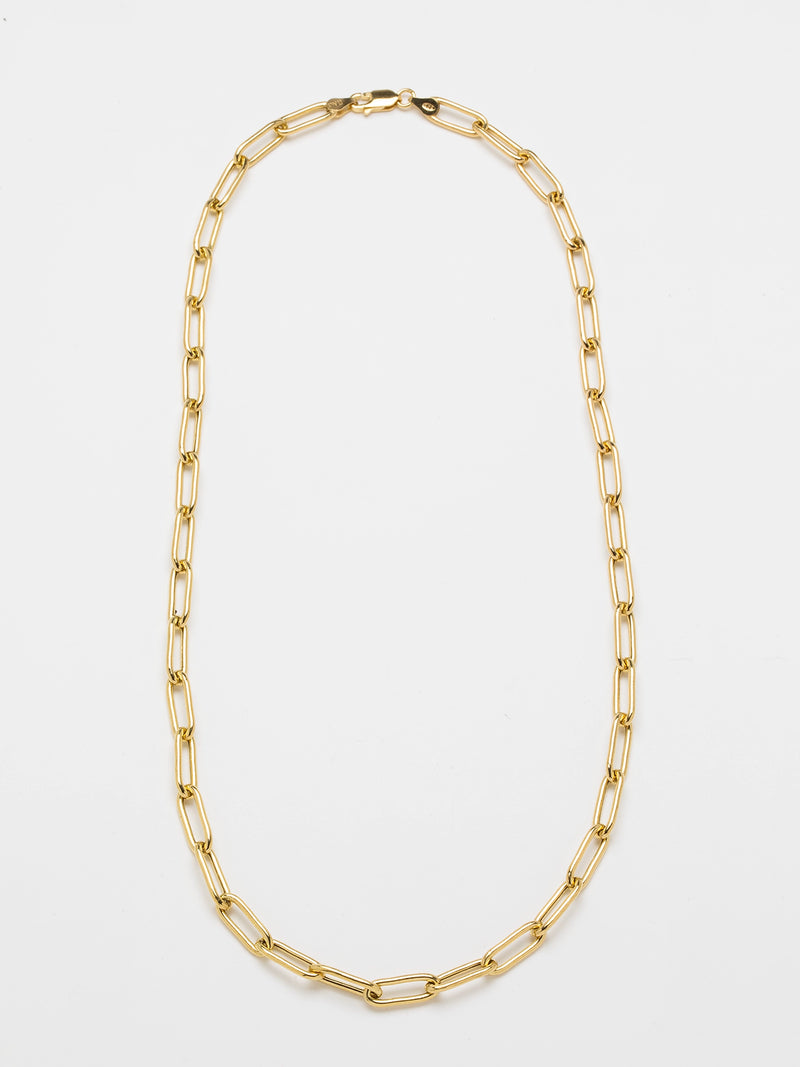 22K Gold Plate Paper Clip Chain Necklace
