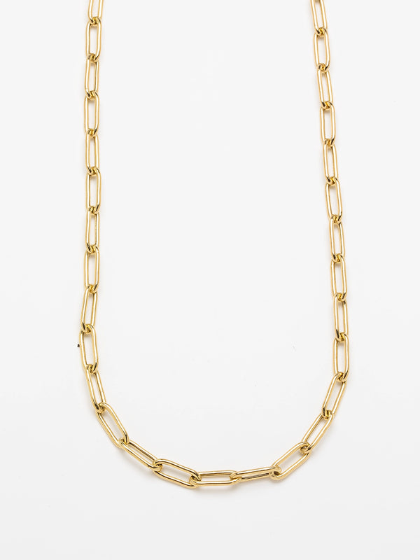 22K Gold Plate Paper Clip Chain Necklace