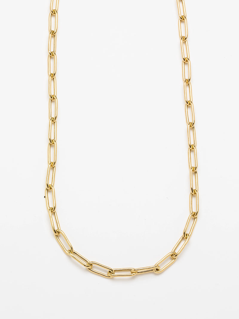 22K Gold Plate Paper Clip Chain Necklace