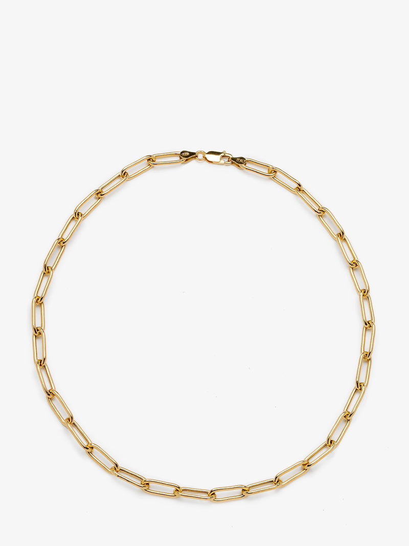 22K Gold Plate Paper Clip Chain Necklace