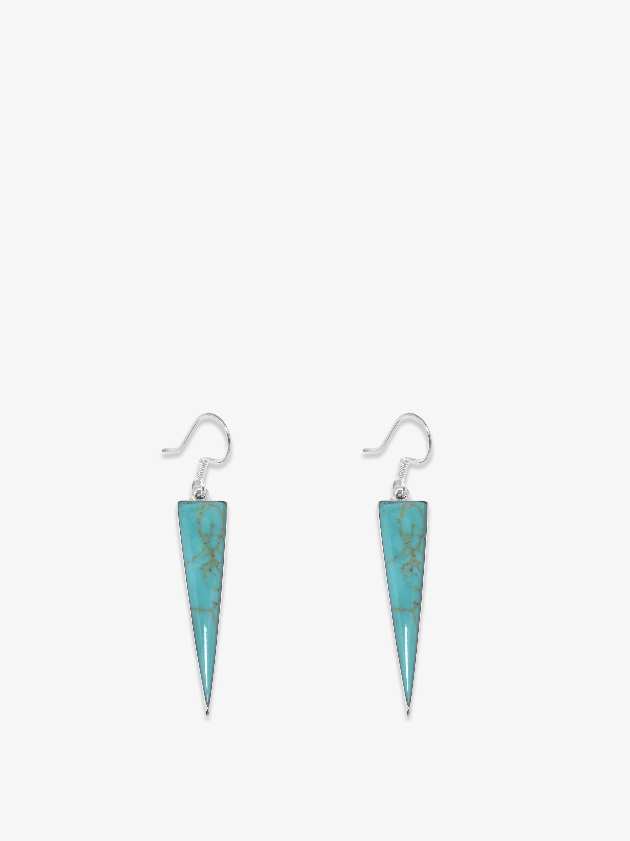 Turquoise Triangle Earrings In Sterling Silver