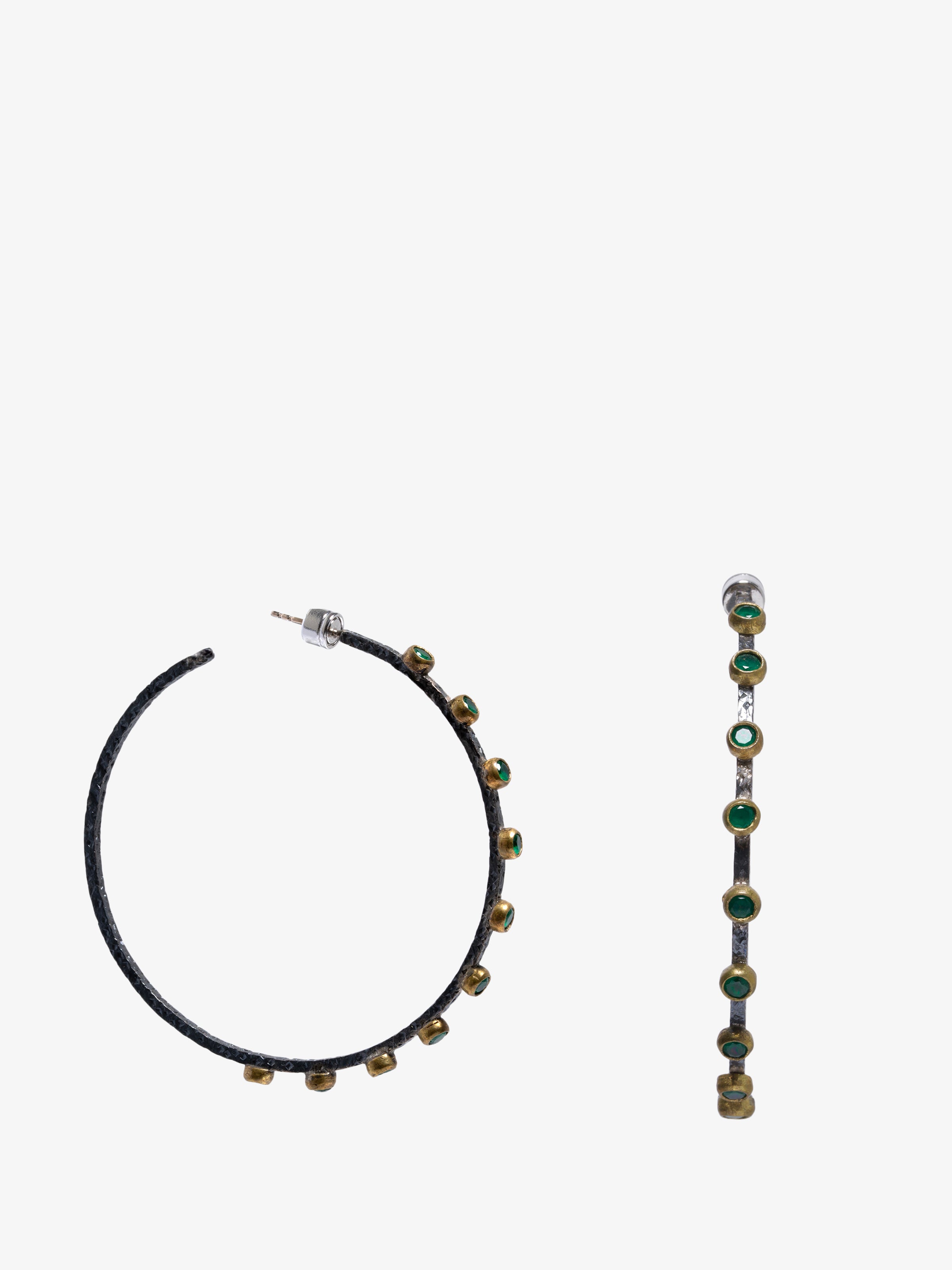 Green Emerald Large Hoops Earrings