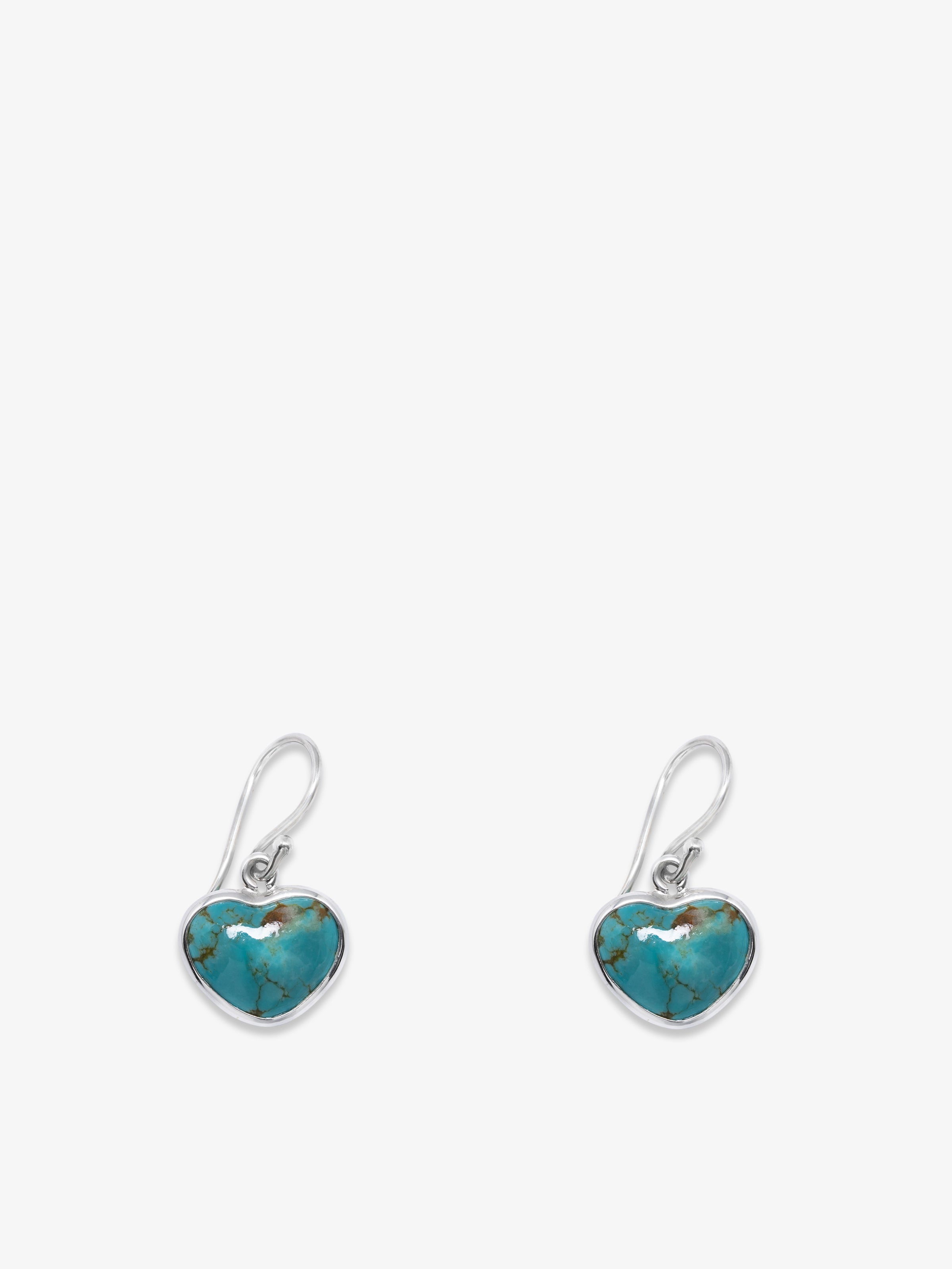 Turquoise Heart Earrings In Sterling Silver