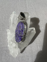 Nature Charoite Pendant In Silver