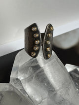 24k Gold ring with diamond &amp; silver&nbsp;