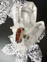 Large Amber Ring In Sterling SIlver