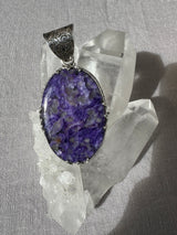 Nature Charoite Pendant In Silver