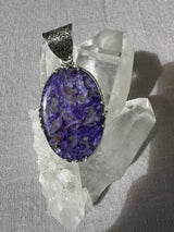 Nature Charoite Pendant In Silver