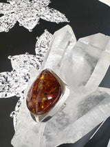 Large Amber Ring In Sterling SIlver