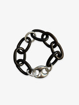 Sterling Silver & Ebony Wood Link Bracelet