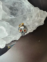 24K Gold Ruby Skull Pendant 