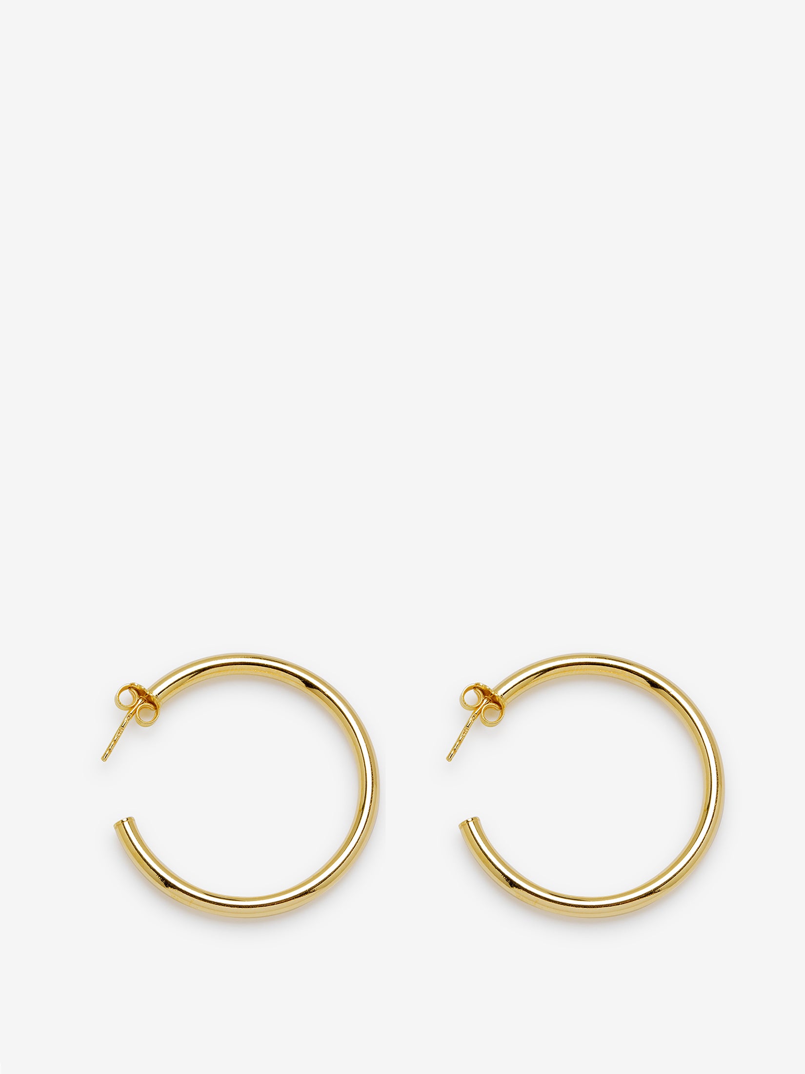 18K Yellow Gold Hoop Earrings With Silver