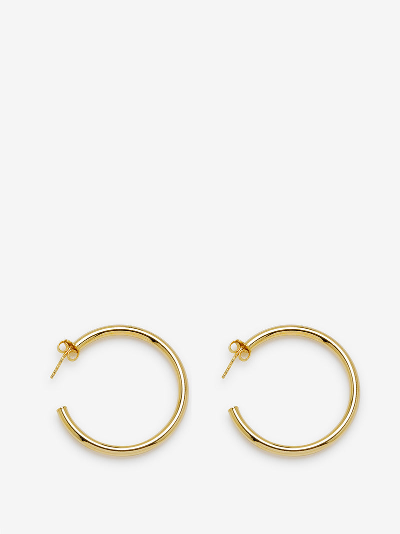 18K Yellow Gold Hoop Earrings With Silver