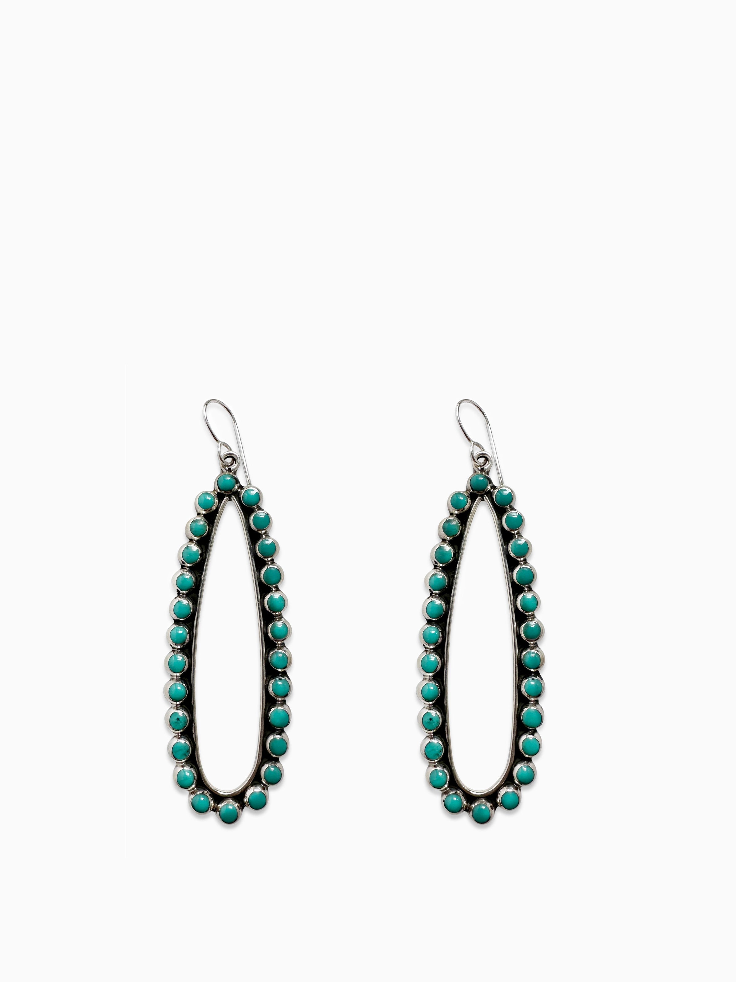 Sterling Silver Turquoise Hoops Earrings