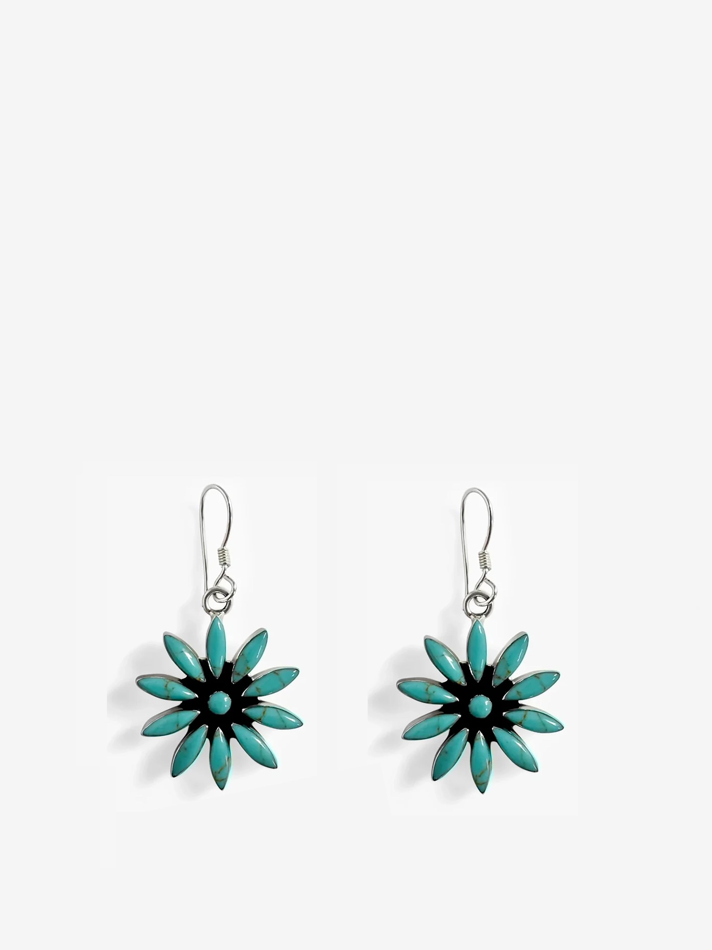 Sterling Silver Turquoise Flower Earrings