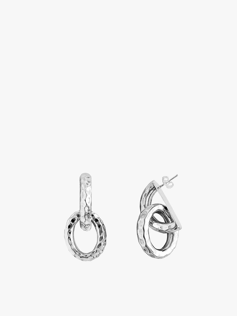 Sterling Silver Multi Hammered Drop  Earrings