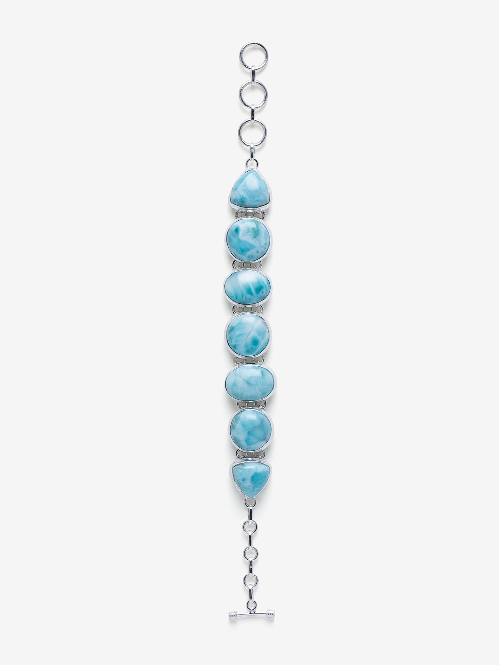 Natural Larimar Bracelet Handcrafted in 925 Sterling Silver.
