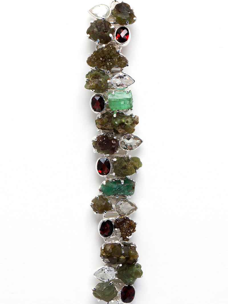 Multi Gemstones Brecelet Handcrafted In Fine Sterling