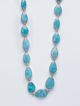 Beautiful Larimar Necklace In 925 Sterling Silver.