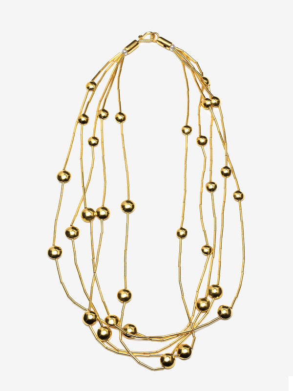 24K Gold Muti Strand Necklace