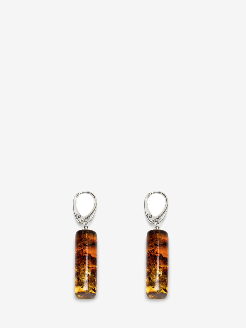 Natural Baltic Amber Earrings In Sterling Silver