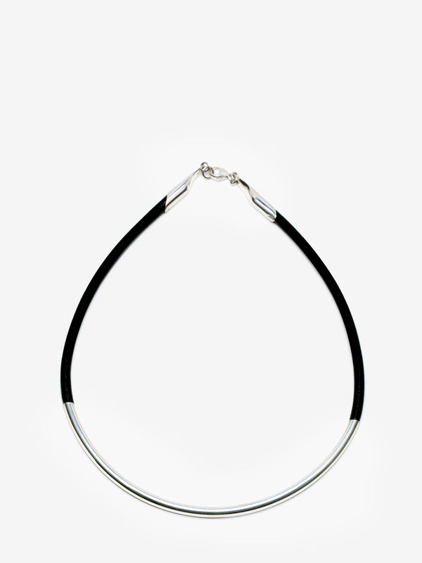 Fashion Sterling Silver & Leather Necklace