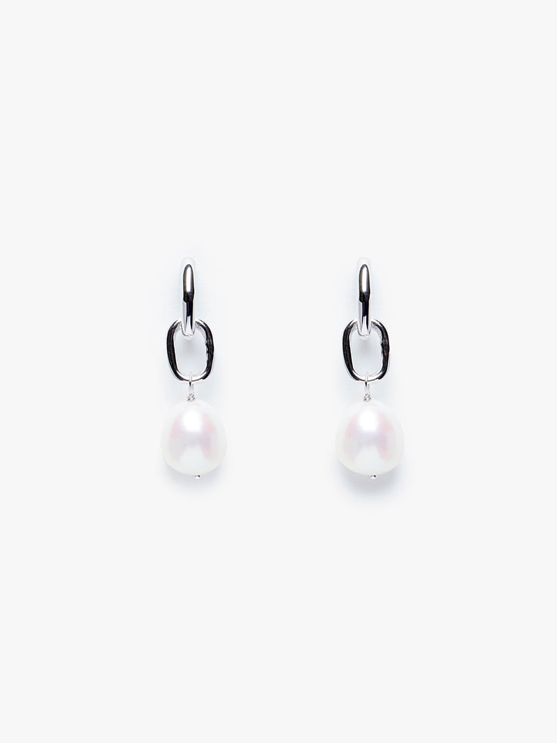 Cultured Freshwater Pearl Drop Earrings in Silver