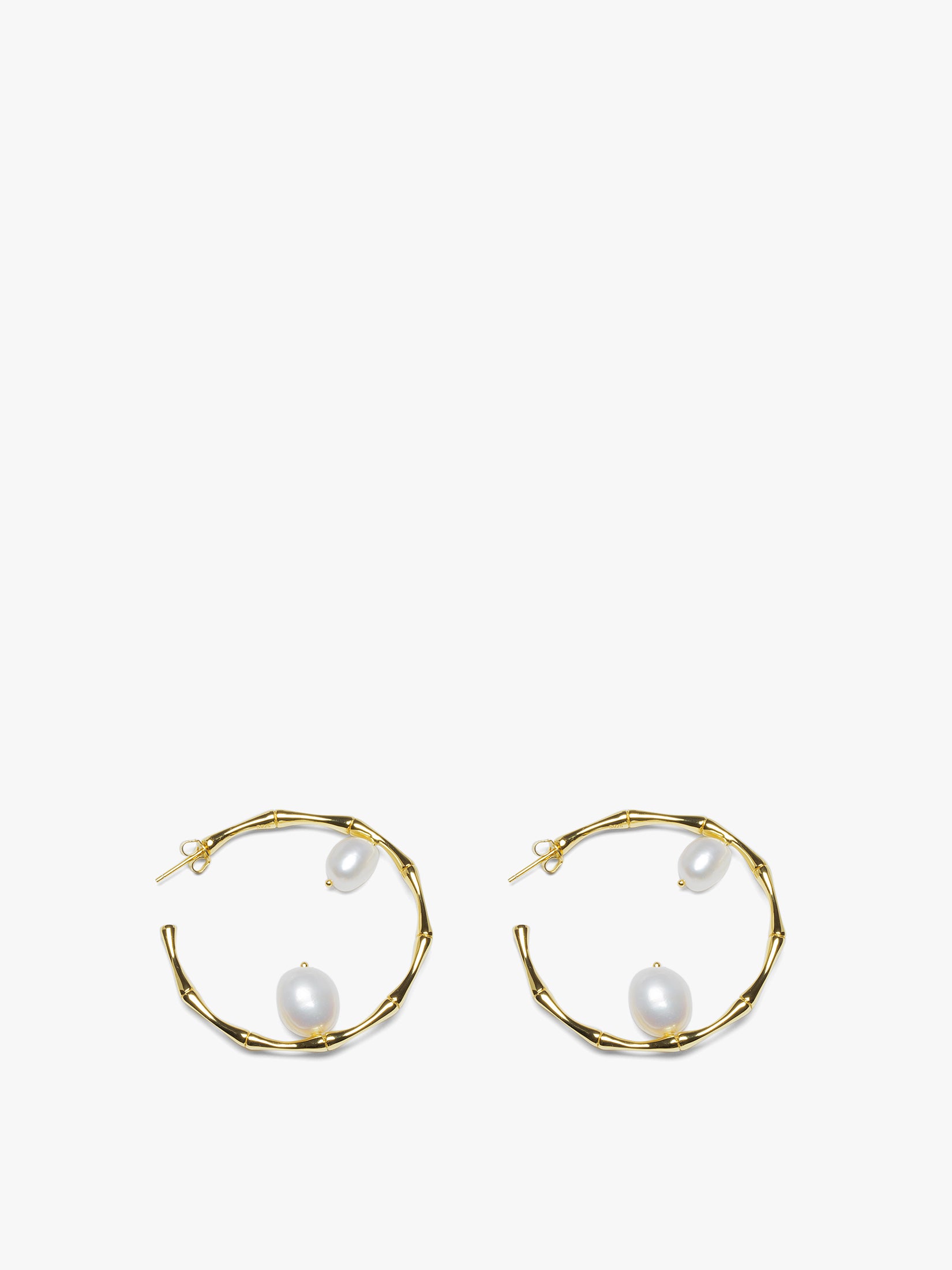 18K Gold & Pearl Hoop Drop Earring,
