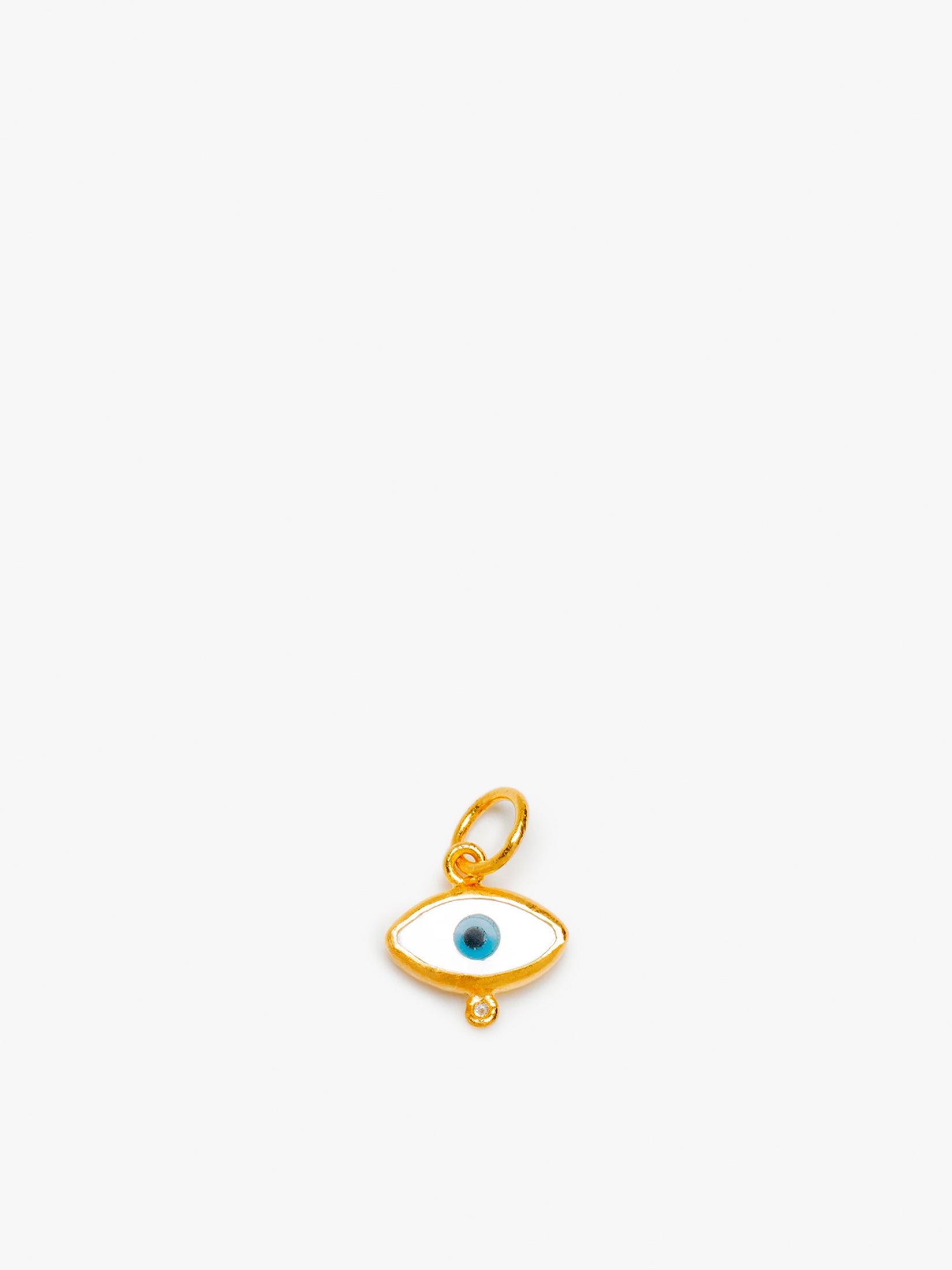 24K Gold Mother of Pearl Evil Eye Pendent with Diamond