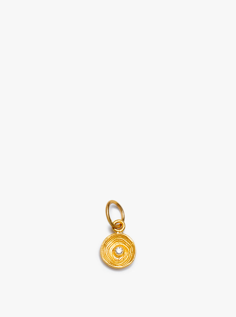24K Gold Pendant with Diamond-Concave Sprial