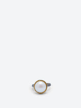18K Gold Large Natural Seawater Pearl Ring in Silver