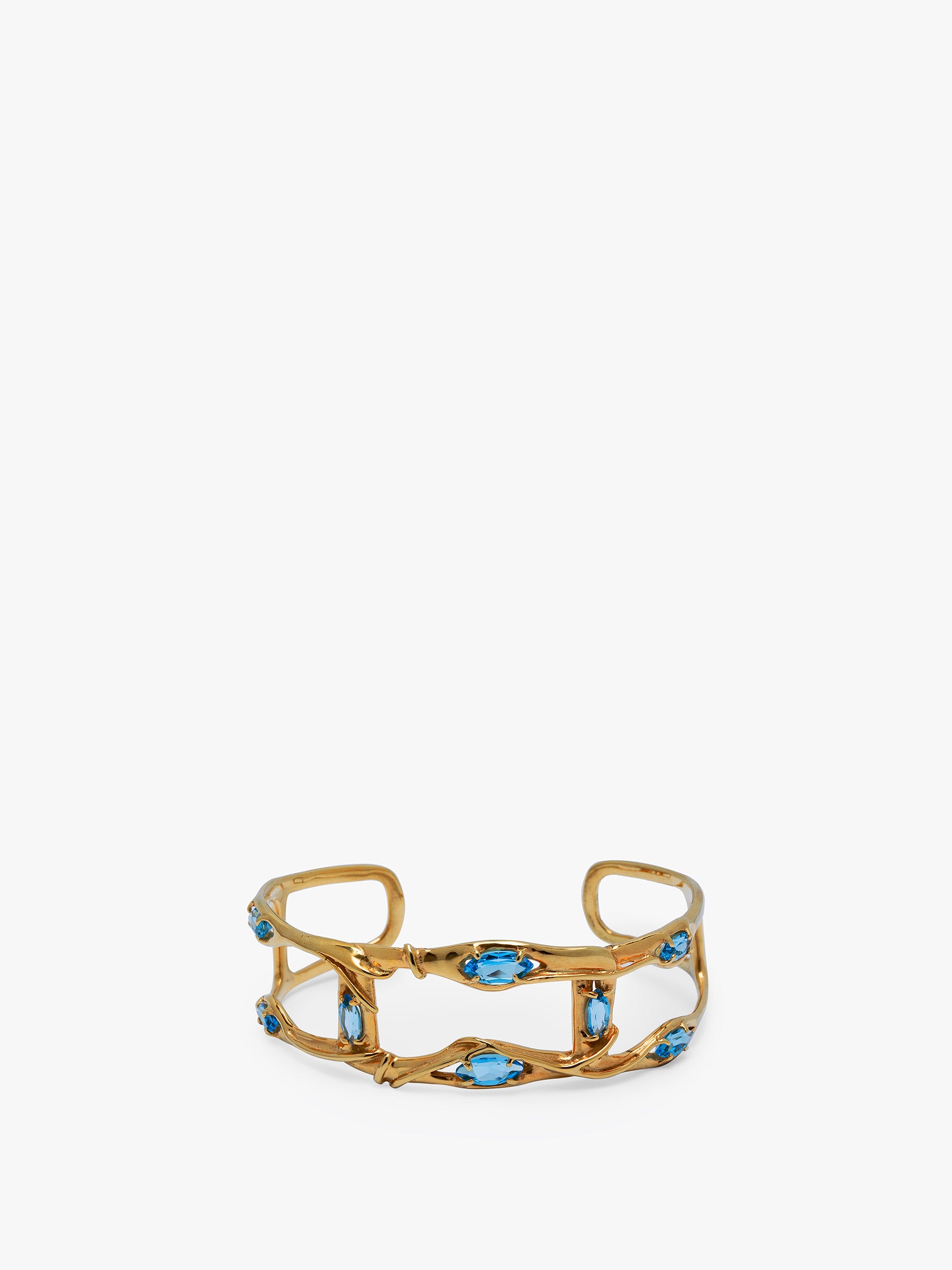 18K Yellow Gold & London blue topaz Bangle
