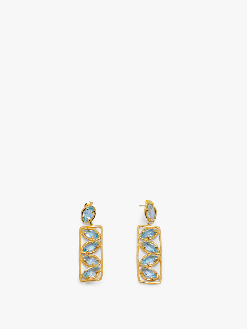 18K Gold London Blue Topaz Drop Earrings 