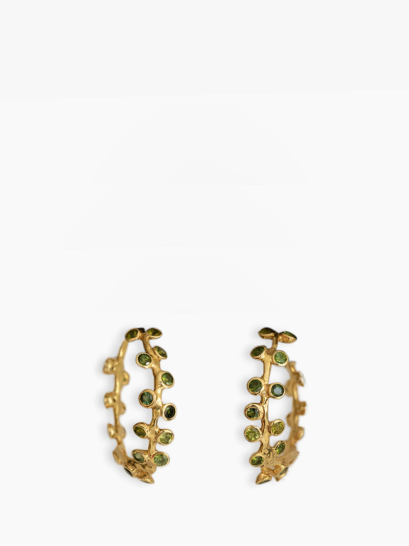 18K Gold Tourmaline Hoop Earrings